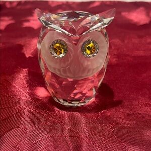 Swarovski Crystal Owl Figurine with Yellow Accent Eyes